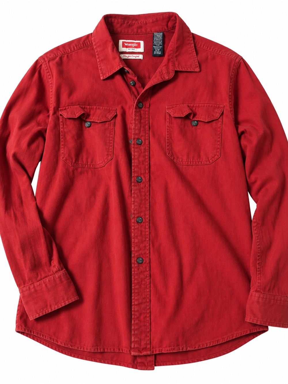 Wrangler Red Long-Sleeve Casual Button-Down Shirt